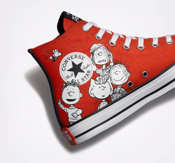 Boty Vysoké Converse Peanuts Chuck Taylor All Star Červené Černé Bílé | CV-678BFQ