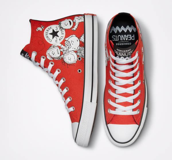 Boty Vysoké Converse Peanuts Chuck Taylor All Star Červené Černé Bílé | CV-678BFQ