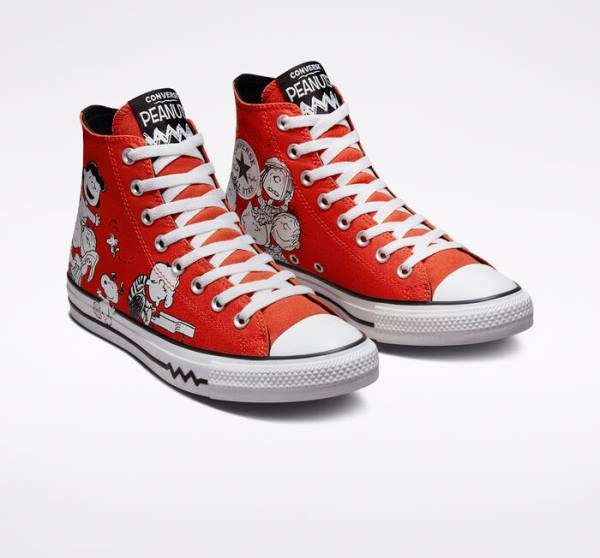 Boty Vysoké Converse Peanuts Chuck Taylor All Star Červené Černé Bílé | CV-678BFQ