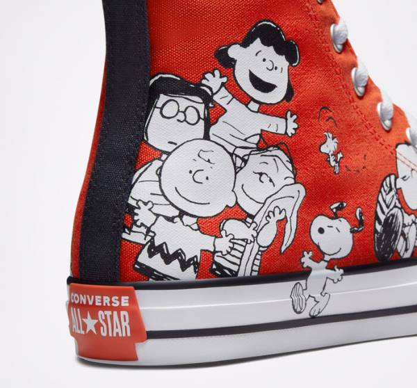Boty Vysoké Converse Peanuts Chuck Taylor All Star Červené Černé Bílé | CV-678BFQ
