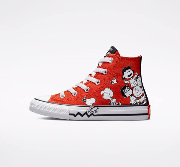Boty Vysoké Converse Peanuts Chuck Taylor All Star Červené Černé Bílé | CV-682SIU