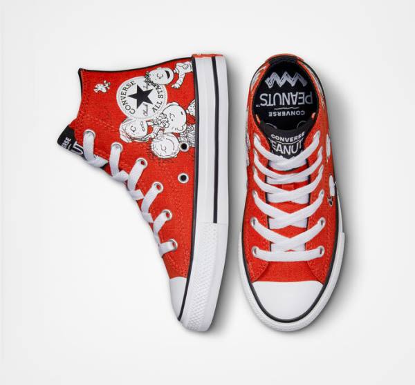 Boty Vysoké Converse Peanuts Chuck Taylor All Star Červené Černé Bílé | CV-682SIU