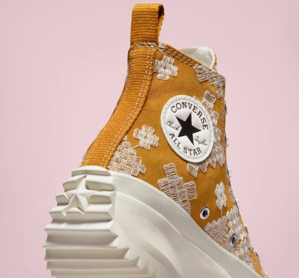 Boty Vysoké Converse Run Star Hike Platformyě Tonal Embroidery Černé Žluté | CV-052APD