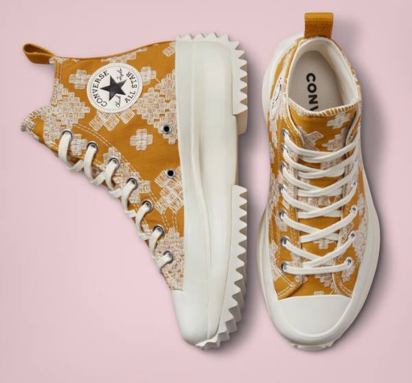 Boty Vysoké Converse Run Star Hike Platformyě Tonal Embroidery Černé Žluté | CV-052APD