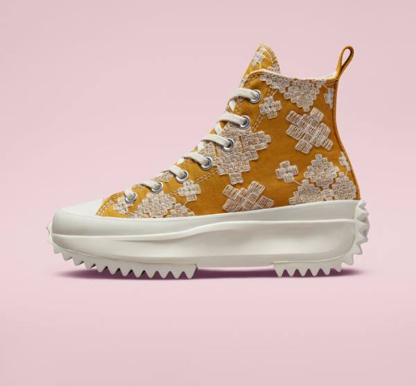 Boty Vysoké Converse Run Star Hike Platformyě Tonal Embroidery Černé Žluté | CV-736NXW