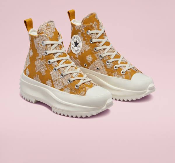 Boty Vysoké Converse Run Star Hike Platformyě Tonal Embroidery Černé Žluté | CV-736NXW