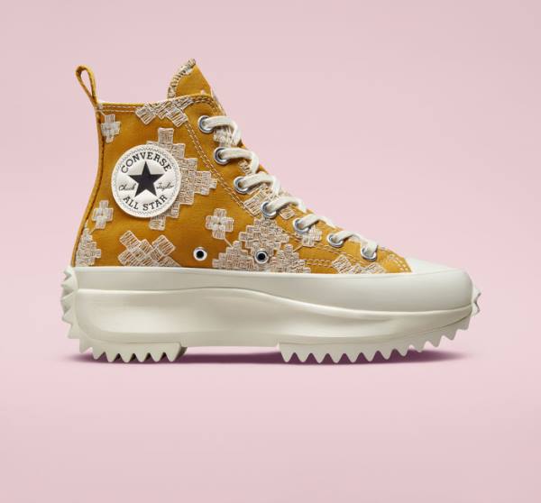 Boty Vysoké Converse Run Star Hike Platformyě Tonal Embroidery Černé Žluté | CV-736NXW