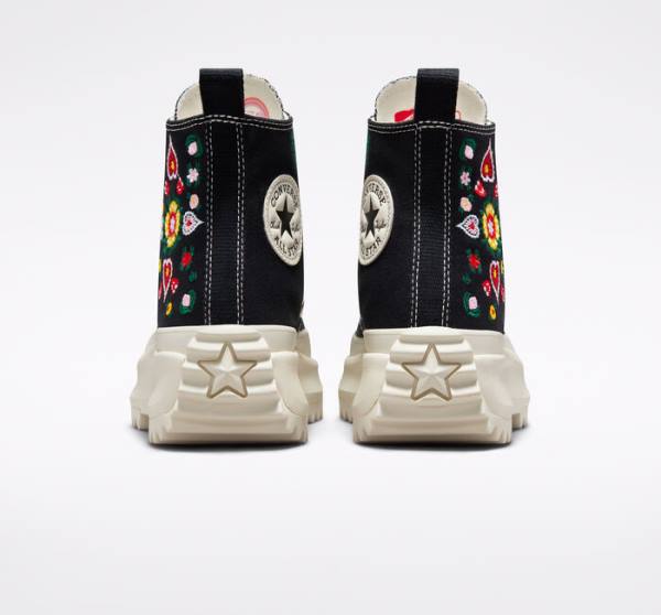 Boty Vysoké Converse Run Star Hike Platformyě Floral Embroidery Černé | CV-791DZN