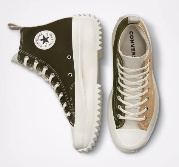 Boty Vysoké Converse Run Star Hike Platformyě Tri-Panel Color Block Hnědožlutý | CV-815KHS