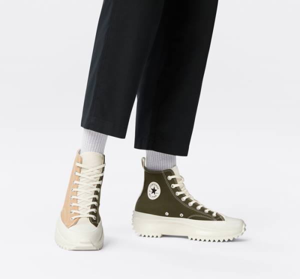 Boty Vysoké Converse Run Star Hike Platformyě Tri-Panel Color Block Hnědožlutý | CV-815KHS