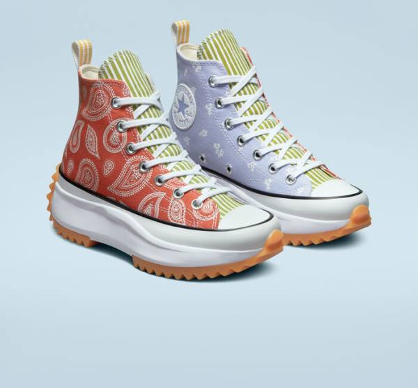 Boty Vysoké Converse Run Star Hike Platformyě Floral Stripes Blankyt Oranžové | CV-961SNX