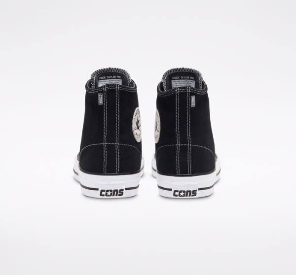 Skate Boty Converse CONS Chuck Taylor All Star Pro Semišové Černé Bílé | CV-765UVC